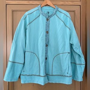 Produce Company Vintage Extended Size Mixed Material Button Front Jacket / 2X